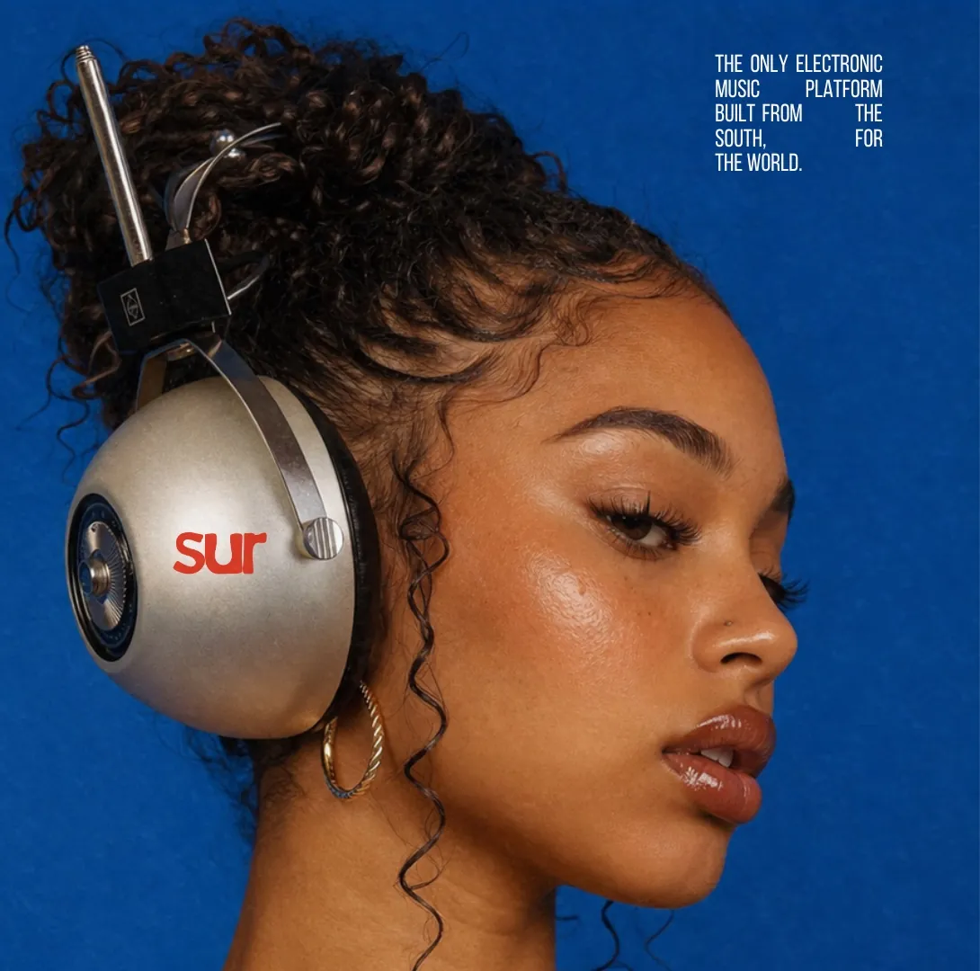 SUR Collective — campaign poster: the only electronic music platform built from the south, for the world
